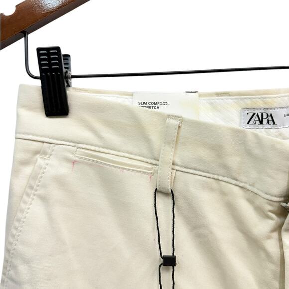 ZARA Men’s Slim Fit Chino Pants in Cream/Bone Cotton Blend size 30 - Picture 7 of 8